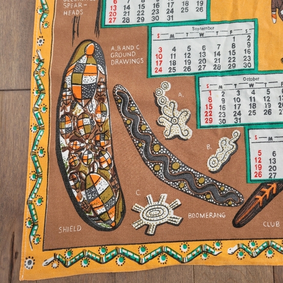 1972 calendar tea towel Australian Aboriginal Art - Picture 5 of 10